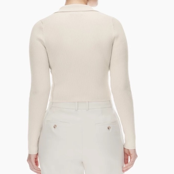 Aritzia color matte pearl Sculpt Knit Polo Longsleeve - Picture 4 of 7